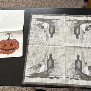 Servilletas de Halloween para manualidades de decoración con decoupage: paquete de 4 servilletas, 2 de cada estilo
