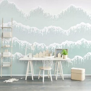 3D línea ondulada snow Nature KIDS865Removable Wallpaper Self Adhesive Wallpaper Extra Large Peel & Stick Wallpaper Wallpaper Mural AJ WALLPAPERS