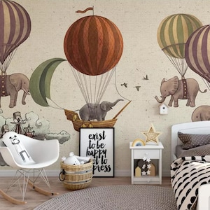 3D Air Balloon Elephant HOT 873 Fonds d'écran amovible Auto-adhésif Fonds d'écran Extra Large Peel - Stick Wallpaper Wallpaper Mural AJ WALLPAPER AJ WALLPAPER