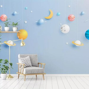 3D Cartoon Sky Planet Moon 863 abnehmbare Tapete selbst klebende Tapete Extra große Peel & Stick Wallpaper Wallpaper Wandbild AJ WALLPAPERS