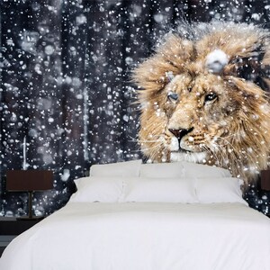 3D Winter Snowing Lion Animal709Removable Wallpaper Selbstklebende Tapete Extra große Peel & Stick Wallpaper Wallpaper Wandbild AJ WALLPAPERS