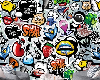 3D Hip Hop Graffiti C25 Removable Wallpaper Self Adhesive Wallpaper Extra Large Peel /& Stick Wallpaper Wallpaper Mural AJ WALLPAPERSS