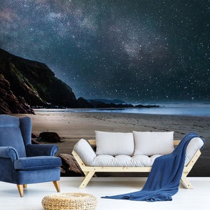 3D Night Star Beach Nature 236 Fondos de pantalla extraíbles Autoadhesivo Fondo de pantalla Extra grande Peel & Stick Wallpaper Mural AJ WALLPAPERSS