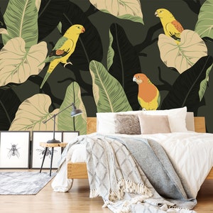 3D grüne Blätter und Vögel 32 abnehmbare Tapete selbstklebende Tapete Extra große Peel & Stick Wallpaper Wallpaper Wandbild AJ WALLPAPERSS