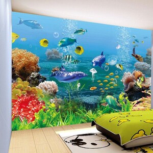 3D Schöne Meer Welt Leben KIDS712Abnehmbare Tapete selbstklebende Tapete Extra große Peel & Stick Wallpaper Wallpaper Wandbild AJ WALLPAPERS
