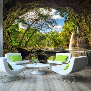 Bois 3D dans la grotte A04 Fonds peint amovible Auto-adhésif Fonds d'écran Extra Large Peel - Stick Wallpaper Wallpaper Mural AJ WALLPAPER AJ WALLPAPERS