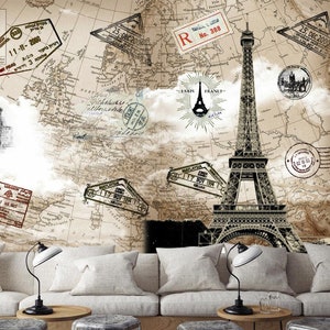 3D Parijs Frankrijk toren beroemde 355Removable behang zelf zelfklevende behang extra grote Peel & stick behang wallpaper Mural AJ WALLPAPERs