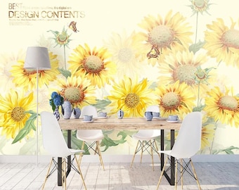 3D Sunflower E234 Removable Wallpaper Self Adhesive Wallpaper Extra Large Peel /& Stick Wallpaper Wallpaper Mural AJ WALLPAPERS