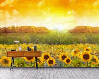 3D Sunflower E234 Removable Wallpaper Self Adhesive Wallpaper Extra Large Peel /& Stick Wallpaper Wallpaper Mural AJ WALLPAPERS
