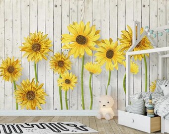 3D Yellow Sunflower  D179 Ceiling Wallpaper Removable Self Adhesive Wallpaper Large Peel /& Stick Wallpaper Wallpaper Mural AJ WALLPAPERS