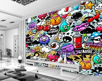 3D Abstract Graffiti C75 Removable Wallpaper Self Adhesive Wallpaper Extra Large Peel /& Stick Wallpaper Wallpaper Mural AJ WALLPAPERSS
