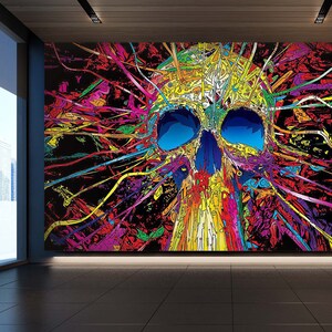 3D Bunte Totenkopf L126 abnehmbare Tapete selbstklebende Tapete extra groß Peel & Stick Tapete Wandbild AJ WALLPAPERS