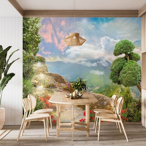 3D Mountain Flowers L3063 Papel pintado removible Papel pintado autoadhesivo Extra grande Peel & Stick Wallpaper Mural AJ WALLPAPERS