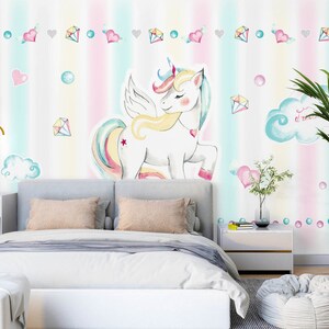 3D Tier Einhorn L2841 Entfernbare Tapete Selbstklebende Tapete Extra Großes Peel & Stick-Tapete Wandbild AJ WALLPAPERS