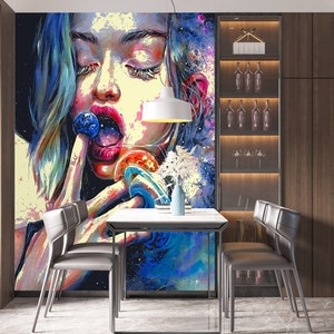 3D Beautiful Girl L1558 Papel pintado removible Papel pintado autoadhesivo Extra grande Peel & Stick Wallpaper Mural AJ WALLPAPERS