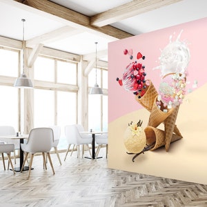 3D Ice Cream Happy Hour R6684 Carta da parati rimovibile Carta da parati autoadesiva Extra Large Peel & Stick Wallpaper Carta da parati Murale AJ WALLPAPERS