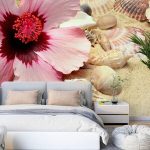 3D Strand Blumen L1004 Abnehmbare Tapete selbstklebende Tapete Extra große Peel & Stick Wallpaper Tapete Wandbild AJ HINTERGRUNDBILDER