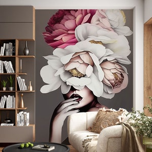 3D Peony Flowers L1999 Papel pintado removible Papel pintado autoadhesivo Extra grande Peel & Stick Wallpaper Mural AJ WALLPAPERS