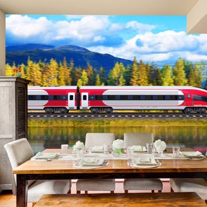 Tren de tren ligero 3D A1637 Papel pintado extraíble autoadhesivo papel pintado extra grande Peel & Stick Wallpaper Mural AJ WALLPAPERS