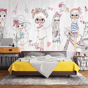 3d requintado menina l3118 papel de parede removível auto adesivo extra grande casca & vara papel de parede mural aj papéis de parede