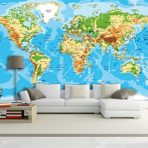 3D Klasyczna Mapa Świata R5129 Tapeta usuwalna Tapeta samoprzylepna Bardzo duża Tapeta samoprzylepna Tapeta AJ WALLPAPERS
