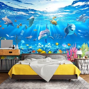 3d animal golfinho l1103 papel de parede removível auto adesivo extra grande peel & stick papel de parede mural aj papéis de parede