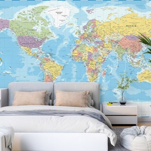 Mapa do mundo 3D L1734 Papel de parede removível papel de parede autoadesivo Extra grande peel & stick papel de parede mural AJ WALLPAPERS