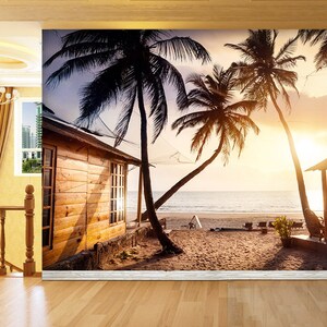 3D Sea Beach Huts R10132 abnehmbare Tapete selbstklebend Tapete extra groß Peel & Stick Tapete Tapete Wandbild AJ WALLPAPERS