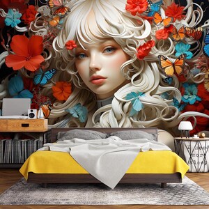 3D Beautiful Woman L2171 Papel pintado removible Papel pintado autoadhesivo Extra grande Peel & Stick Wallpaper Mural AJ WALLPAPERS