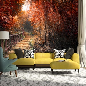 3D Spätherbst Wald R11243 abnehmbare Tapete selbstklebend Tapete extra groß Peel & Stick Tapete Tapete Wandbild AJ WALLPAPERS