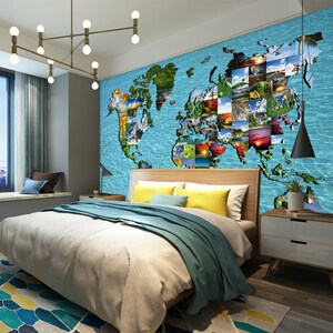 3D Paisagem E Mapa L937 Papel de Parede Removível Papel de Parede Autoadesivo Extra Grande Peel & Stick Papel de Parede Mural AJ PAPÉIS DE PAREDE