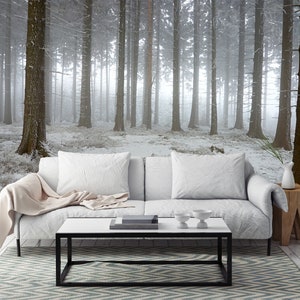 3D Nebel Winter Wald R4586 abnehmbare Tapete selbstklebend Tapete extra groß Peel & Stick Tapete Tapete Wandbild AJ WALLPAPERS