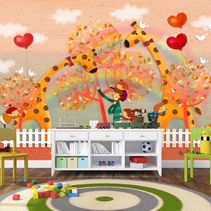 3D Cartoon Giraffe R4514 abnehmbare Tapete selbstklebend Tapete extra groß Peel & Stick Tapete Tapete Wandbild AJ WALLPAPERS