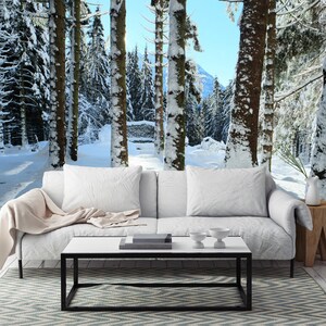 3D Schnee Wald Szene R5127 abnehmbare Tapete selbstklebend Tapete extra groß Peel & Stick Tapete Tapete Wandbild AJ WALLPAPERS