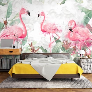 3D Animal Rosa Flamingo L2673 Papel de Parede Removível Papel de Parede Autoadesivo Extra Grande Peel & Stick Papel de Parede Mural AJ PAPÉIS DE PAREDE