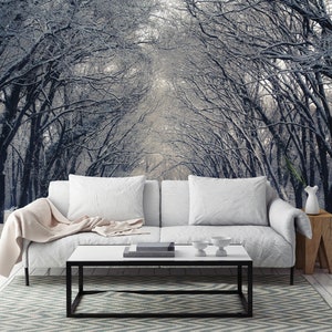 3D Winter SchneeWald R5267 abnehmbare Tapete selbstklebend Tapete extra groß Peel & Stick Tapete Tapete Wandbild AJ WALLPAPERS