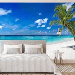 3D Meer Strand Bäume R6937 abnehmbare Tapete selbstklebend Tapete extra groß Peel & Stick Tapete Tapete Wandbild AJ WALLPAPERS
