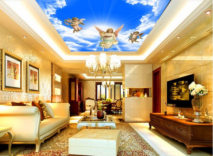 3D White Angel D127 Ceiling Wallpaper Removable Self Adhesive Wallpaper ...