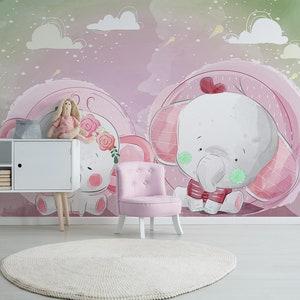 3D Éléphants E366 Fonds peint amovible Auto-adhésif Fonds d'écran Extra Large Peel - Stick Wallpaper Wallpaper Mural AJ WALLPAPER Wallpaper AJ WALLPAPER