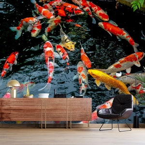 3D Golden Koi L1446 abnehmbare Tapete selbstklebende Tapete extra groß Peel & Stick Tapete Tapete Wandbild AJ WALLPAPERS