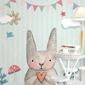 3D Lapins E371 Fonds peint amovible Auto-adhésif Fonds d'écran Extra Large Peel - Stick Wallpaper Wallpaper Mural AJ WALLPAPER Wallpaper AJ WALLPAPER