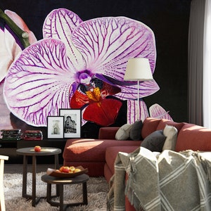 3D paarse lijn Phalaenopsis A5031 verwijderbare behang zelfklevende behang grote peel & stick behang muurschildering Matthew Holden Bates