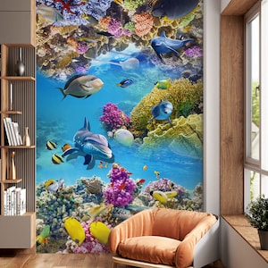 3D Tier Ozean Delfin L1556 Abnehmbare Tapete selbstklebende Tapete Extra große Peel & Stick Wallpaper Wallpaper Wandbild AJ HINTERGRUNDBILDER