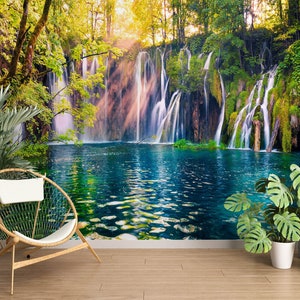 3D Floresta Cachoeira L2685 Papel de Parede Removível Papel de Parede Autoadesivo Extra Grande Peel & Stick Papel de Parede Mural AJ PAPÉIS DE PAREDE