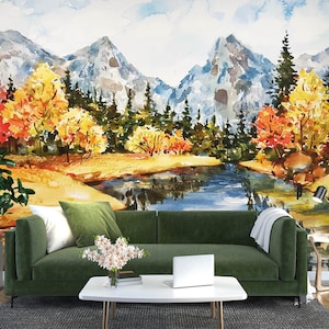 3D Herbst Wald Fluss L2229 Abnehmbare Tapete selbstklebende Tapete Extra große Peel & Stick Wallpaper Wallpaper Wandbild AJ HINTERGRUNDBILDER