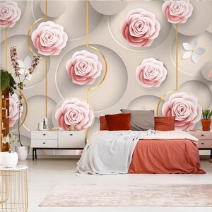 3D rosa Blumen L2316 abnehmbare Tapete selbstklebende Tapete Extra große Peel & Stick Wallpaper Wallpaper Wandbild AJ HINTERGRUNDBILDER