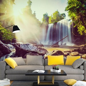 3D Sunshine Falls L1196 Papel pintado removible Papel pintado autoadhesivo Papel pintado extra grande Peel & Stick Papel pintado Mural AJ WALLPAPERS