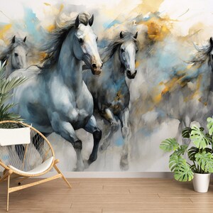 3D Animal Art Horse L2896 Papel de parede removível Papel de parede autoadesivo Extra grande Peel & Stick Papel de parede Mural AJ PAPÉIS DE PAREDE