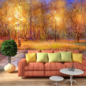 3D Herbst Wald Malerei R5168 abnehmbare Tapete selbstklebend Tapete extra groß Peel & Stick Tapete Tapete Wandbild AJ WALLPAPERS