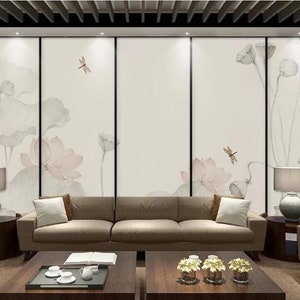 3D Lotus E90 Papel pintado extraíble self Adhesive Wallpaper Extra Grande Peel & Stick Wallpaper Wallpaper Mural AJ WALLPAPERS